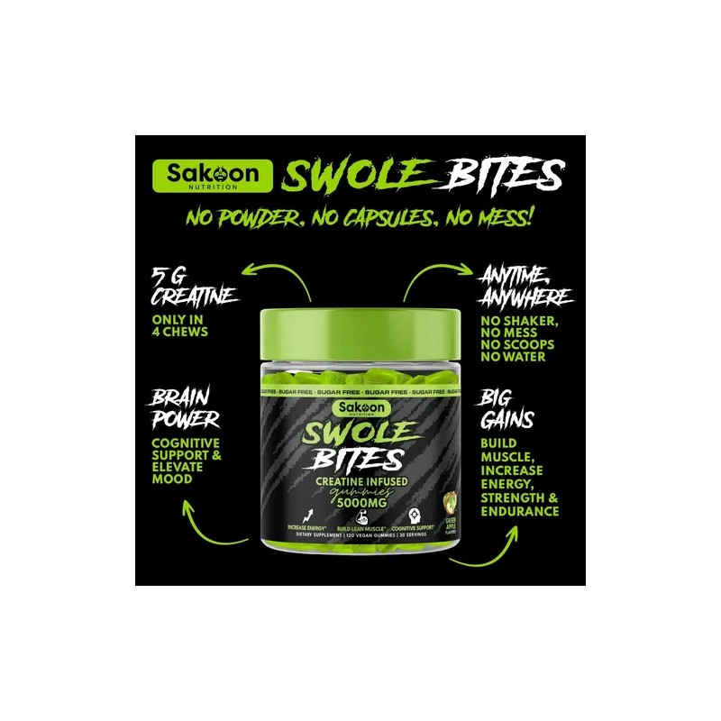 Gomitas Creatina Monohidratada Sakoon Nutrition Manzana Verde x120