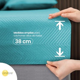 On Store. Juego de sábanas 2500 Hilos Tacto Suave Egipcio Premium. (Matrimonial, Aqua)                                                                