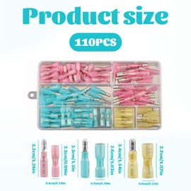 Crimp Connectors 110 Pcs Heat Shrink Connectors Bullet Connector Waterproof 10-26 Awg Butt Splice Electrical Wire Connector Kit