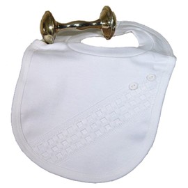 Little Things Mean A Lot Beautiful White Bib with Window Pane Trim with Buttons