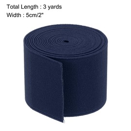 sourcing map Elastic Bands for Sewing Double Side 5cm(2") 3 Yard/8ft Navy Blue Elastic Band Knit High Elasticity for Wigs, Waistband, Pants