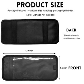 Gasedin Handicap Placard Holder for Car, 13.8"×5.9" Transparent Parking Placard Pocket for Sun Visor, Parking Permit Protector with Pen Holder & Elastic Strap, Car Accessories (Black)