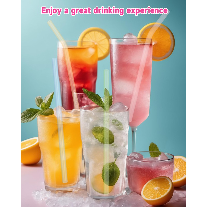 Reusable Glass Straws Shatter Resistant 8” x 8mm, 10 Pcs