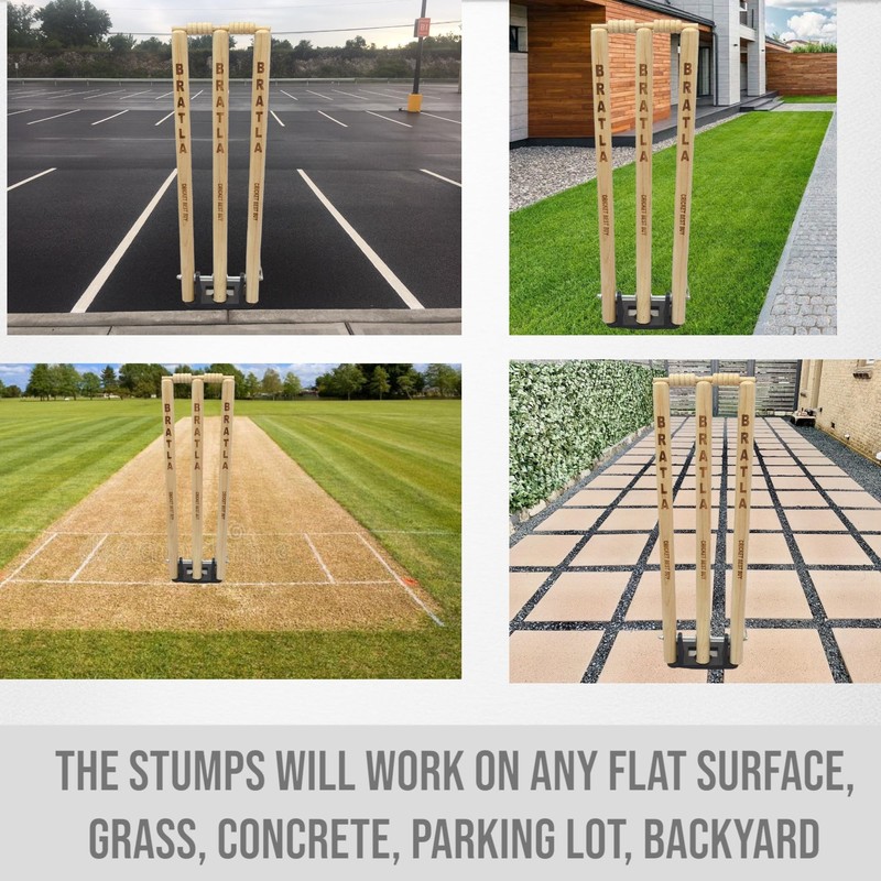 CBB Cricket Spring Return Stumps Wickets Metal Base Multi Surface