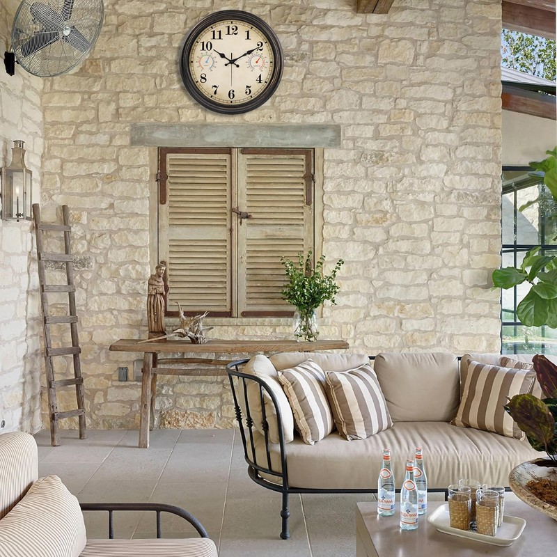Alarllok 16 Inch Large Outdoor Clock with Thermometer and Hygrometer