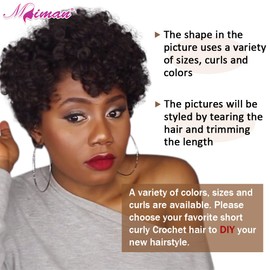 MIMAN 3 Packs 20 Inch Short Curly Crochet Hair for Black Women 8MM Carrie Curls Crochet Braids Synthetic Hair TWA Crochet Tapered Cut for DIY Mohawk Afro Braided Dreadlock Wigs(#1B)