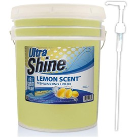 Ultra Shine ™ 5 Gallon 2X Platinum ™ Dish Cleaning Liquid, Lemon Scent, Yellow - Powerful Grease Remover Dishwashing Soap