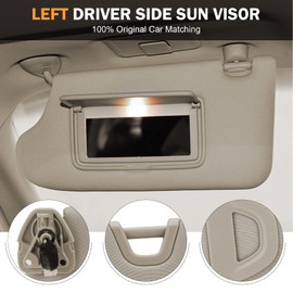 TadaMark Left Driver Side Sun Visor Fit for Nissan Altima 2013 2014 2015 2016 2017 2018, Beige, with Light Without Sunroof Replace # 96401-3TA2A