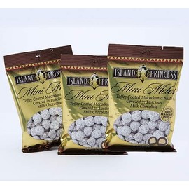 (Pack of 3) Island Princess Mini Meles Toffee Coated Macadamia Nuts Covered in Milk Chocolate 2.5 oz.