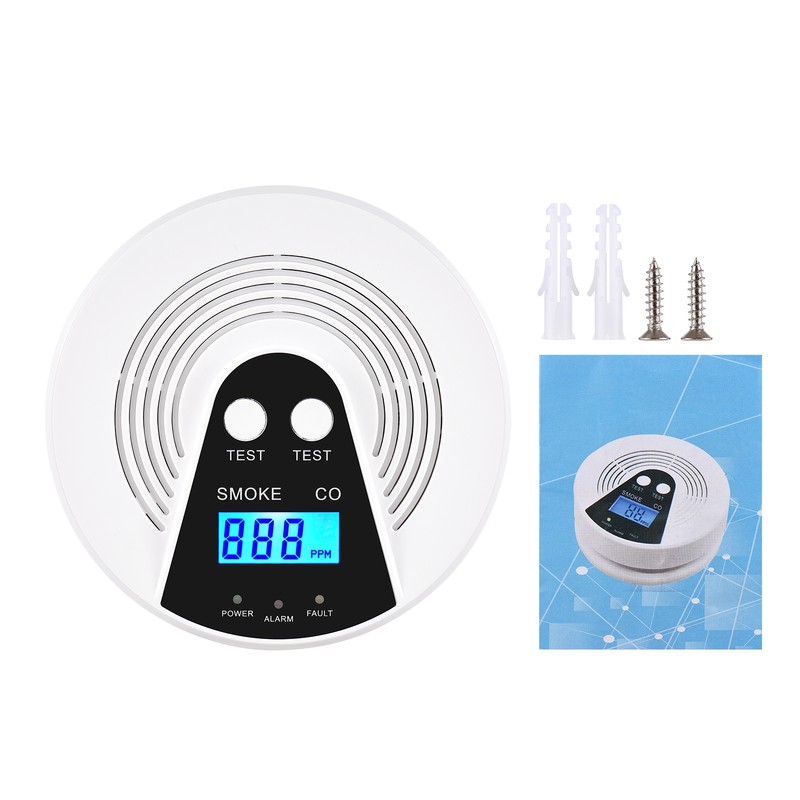 Smoke and Carbon Monoxide Alarm LCD Display CO Detector Smoke