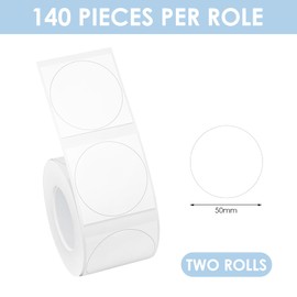 2 Rolls of Round Label Stickers, Waterproof Label Stickers, Writing Stickers, Blank Stickers, Item Marking Stickers.