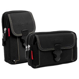 YUNYU 2-Pack Tactical Molle Belt Pouch & Belt Bag Set, Durable Oxford Fabric Waist Pack with Cell Phone Holster, Black Molle Pouches for Hiking, Camping, Cycling