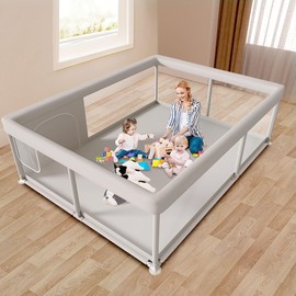 Hiaksedt Large Baby Playpen 65x50 Inch, PlayPen for Babies and Toddlers, Sturdy Safety Play Yard for Indoor & Outdoor with Zipper Gates, Anti-Fall