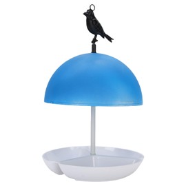 Jectse Bird Feeder Rain Proof Dome Top for Garden, ABS Mushroom Shape Bird Feeder Tray 16.5cm with Pole for Outdoor Park