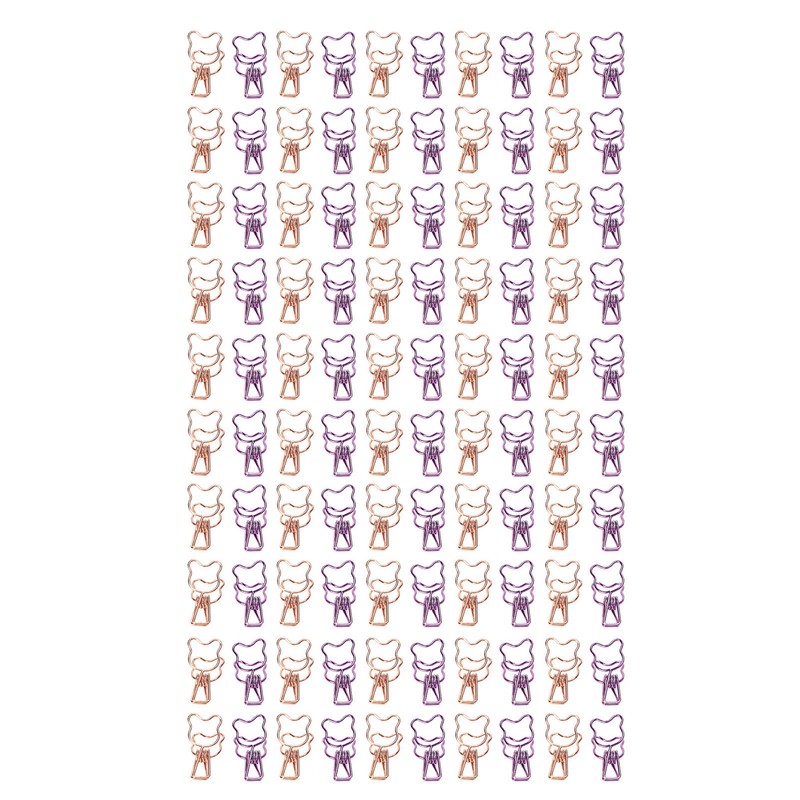 100Pcs Bear Binder Clamps Cute Shape Strong Clamping Sturdy Metal