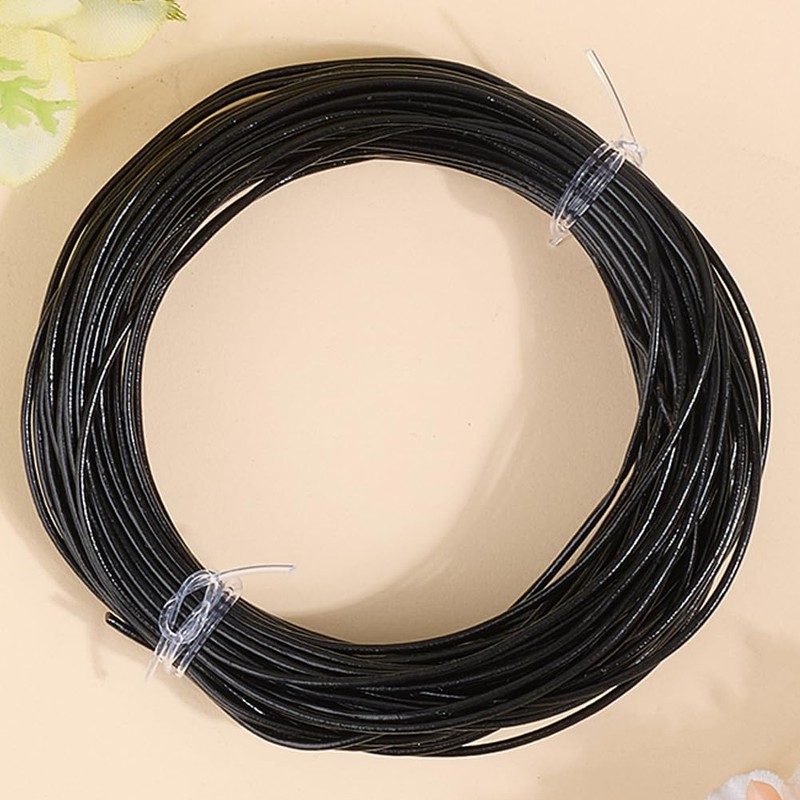 CALFOVERA 10M x 1MM Cowhide Black Genuine Leather Cord for
