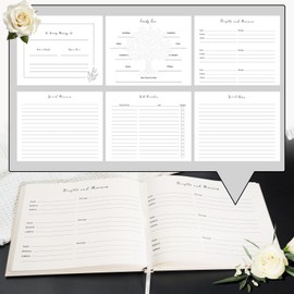 Funeral Guest Book for Celebration of Life Leather Memoria, Elegant White