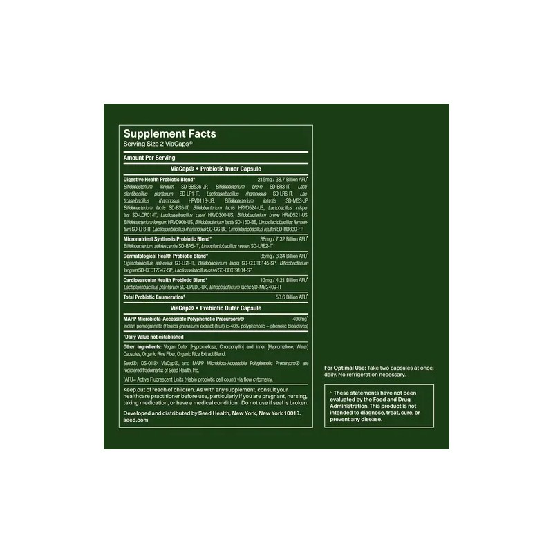 Probiótico SEED DS-01 Daily Synbiotic con Prebióticos para 30 Días