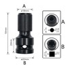 2PCS Othmro 1/2 Square Drive to 1/4 Hex Shank Socket