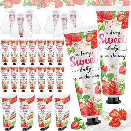 Swiffen 48 Sets Baby Shower Hand Cream Bulk Strawberry Baby Shower Favors Bridal Thank You Hand Cream for Guests Travel Size Lotion with Organza Bags
