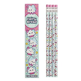 Smiggle Pencils x 4 Pack Scented Wooden With Eraser Top (Fairy Bread)
