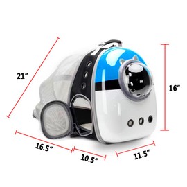 Expandable Cat Carrier Backpack, Backpack for Cats Kitten Small Puppy, Airline Approved Cat Bubble Backpack, Space Capsule Astronaut Carrier (Blue, Back Extension)