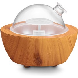 280ml Glass Essential Oil Diffuser Wood Grain Base Air Aroma Diffusers for Aromatherapy Cool Mist Humidifier with Safe Auto Shut-Off and 7 Color LED Night Lights for Home Office Room
