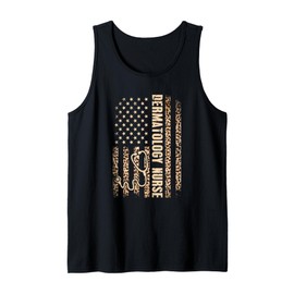 Dermatology Nurse American flag Leopard Patriotic US Flag Tank Top