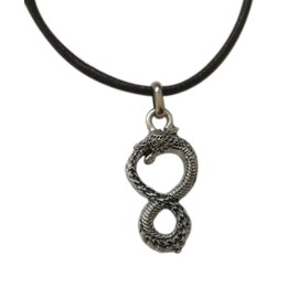 Eurofusioni Uroboros Ouroboros Snake Pendant Silver-Plated Metal with Necklace - Unique Original Handmade Model by Italian Craftsmen - Snake h 3.1 cm