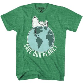 H3 Sportsgear Snoopy Save Our Planet Vintage T-Shirt (X-Large) Green