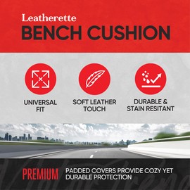 Motor Trend Seat Cover for Cars Trucks SUV, Faux Leather Rear Bench Beige Padded Car Seat Cover with Storage Pockets, Premium Interior Car Seat Cover