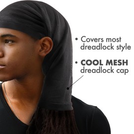 Titan Mesh Dreadlock Cap - Open Back Black 1PC, Shower Cap, Skull Cap, Satin Bonnet, Breathable Hair Cover for Men and Women, Lightweight and Comfortable Design