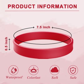 ZIQON Wholesale Rubber Bracelets Solid Color Silicone Wristbands Blank Stretch Silicone Wristbands Colorful Rubber Bracelets for Women Men Gifts (Quantity: 12 PCS, Red)