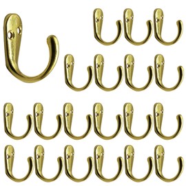 Gutapo Coffee Cup Hooks 20pcs Polished Brass Hooks Door Wall Closet Mounted Single Hook Hangers for Robe Coat with 46pcs Screws