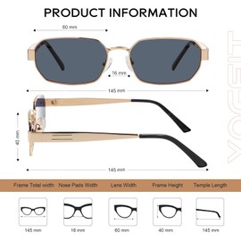 YOGFIT Trendy Polarized Sunglasses for Women Men, Retro Square Hexagonal UV400 protection sunglasses