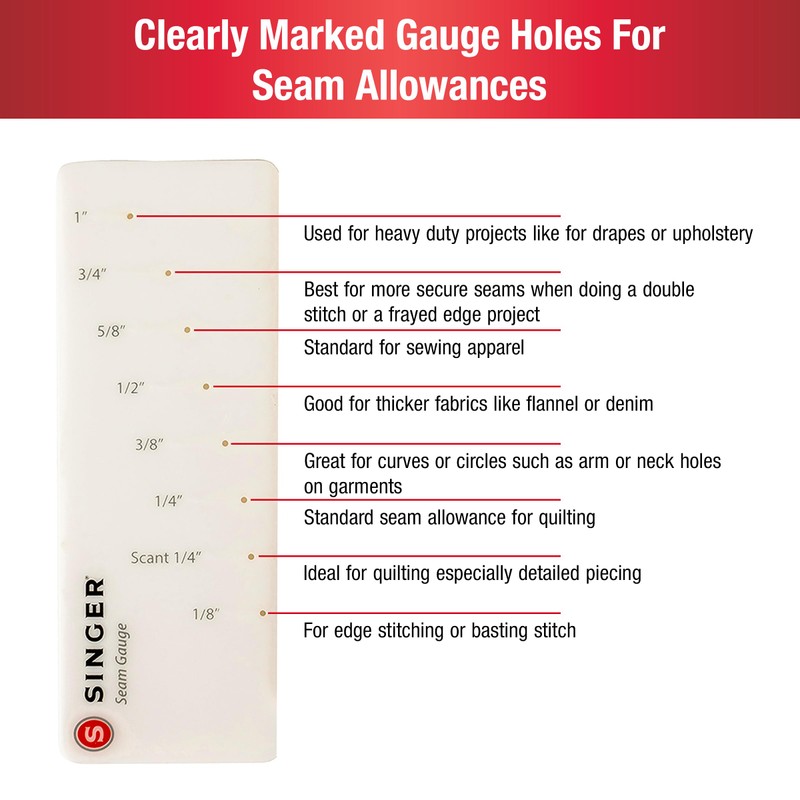 SINGER Stitch Gauge & Guide - Seam Measuring Tool for