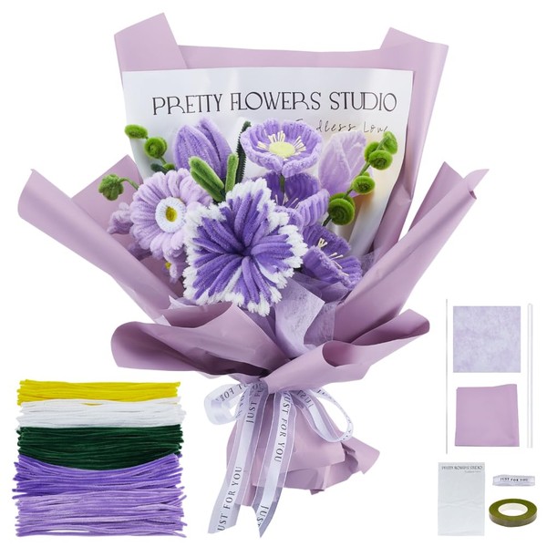 ORIGACH 200 Pcs Cosmos Iris Calla Lily Pipe Cleaner Flower