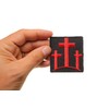 Three Crosses in Red Patch - 2.25x2.5 inch. Embroidered Iron