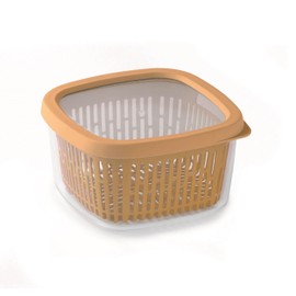 Snips Aroma Keeper 1.50 L, Square Food Storage Container, Removable Inner Basket, Freshness-Saving Seal, Mustard Color, 17.5 x 17.5 x 10 cm, Made in Italy