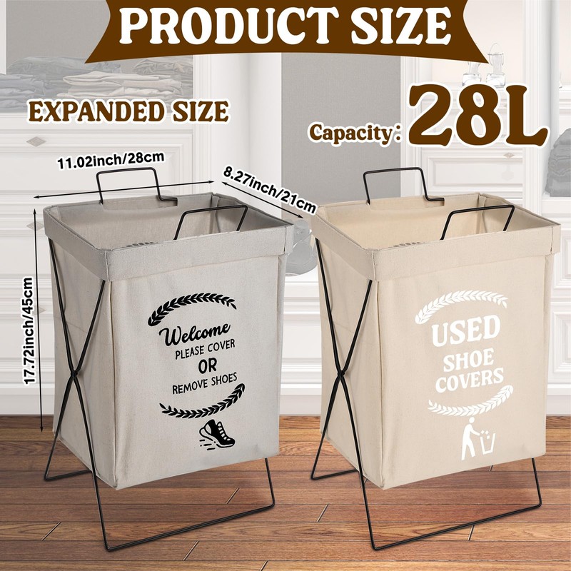 DoubleFill 2 Pcs Shoe Cover Boxes Foldable Storage Baskets for