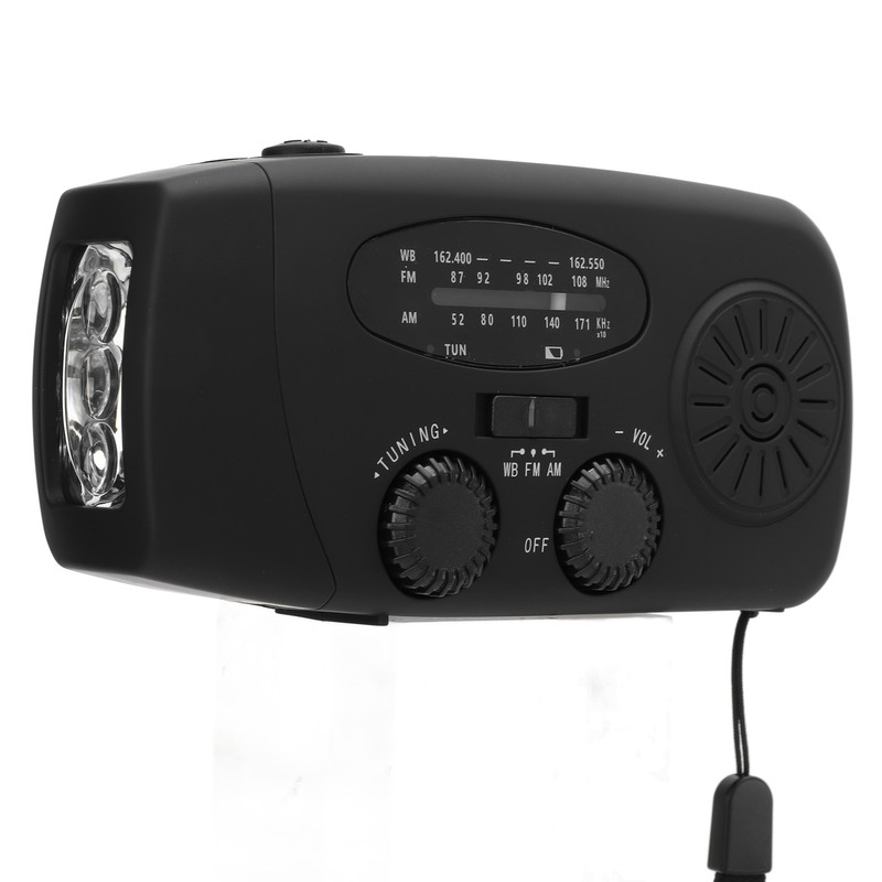 Solar Hand Crank Radio AM FM WB Weather Warning USB