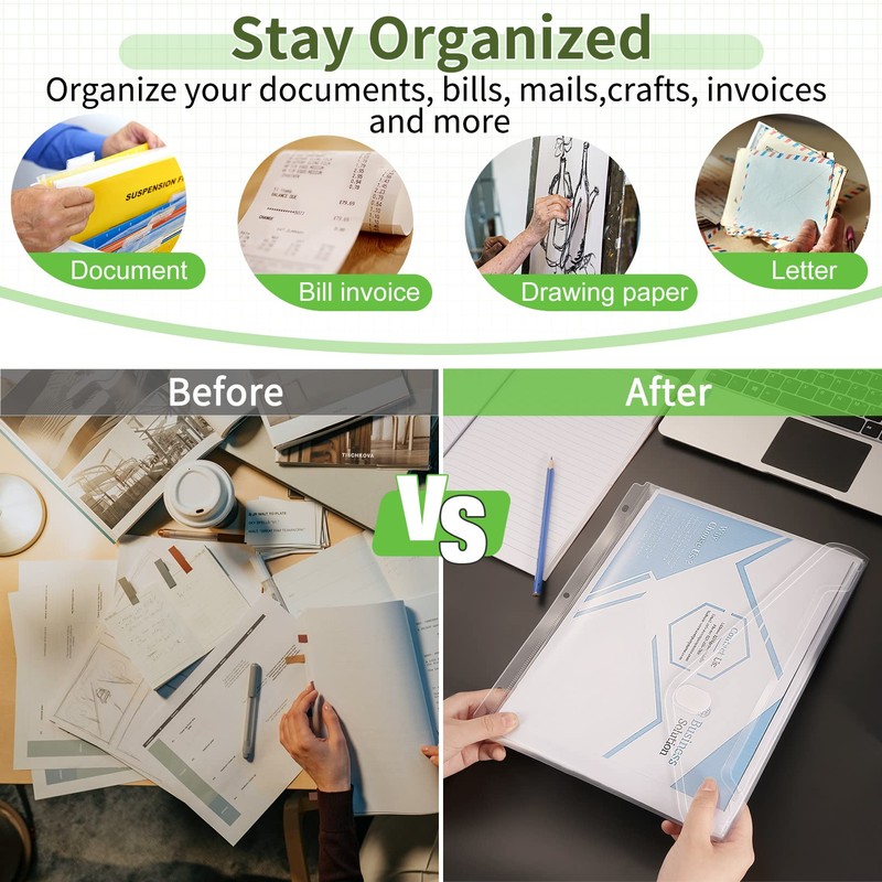 Sooez 30 Pack Binder Folders with Space-Saving Closure, Super Heavyweight