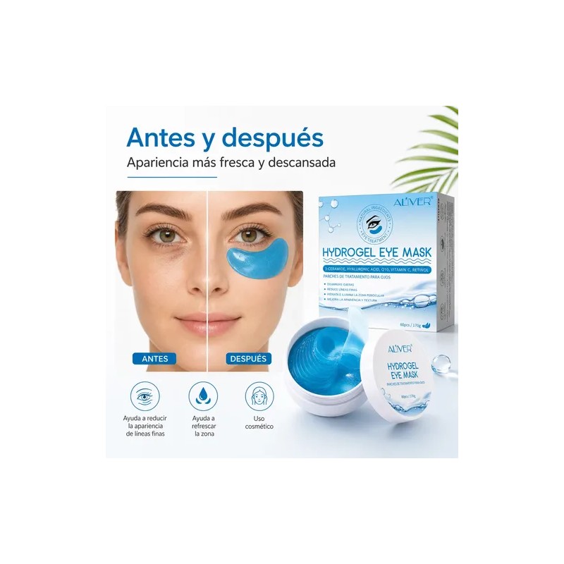 60 Mascarilla Ojos Hydrogel Ojeras Bolsas Retinol + Colágeno