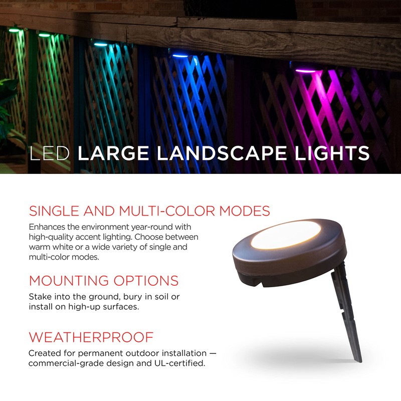 UltraPro LED Landscape Lights, Color Changing, Large, 6 Pucks, 48ft,