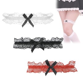 DHJWDUX 3 Stück Hochzeit Strumpfband Braut Geschenk Fertig Modelle Strumpfband Offwhite Hochzeit Schwarz Weiss Rot