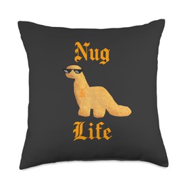 Nug Life Dino Nuggs Dino Chicken Nuggets Dinosaur Nugget Throw Pillow