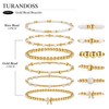 Turandoss Gold Beaded Initial Bracelet for Women Gifts, Dainty Gold