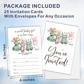 luixd Baby Shower Invitation - A Sweet Baby Girl Is On Her Way - 25 Baby Shower Invitations With Envelopes, Watercolor Baby Accessories, Gender Reveal, Party Favor & Decor - A16