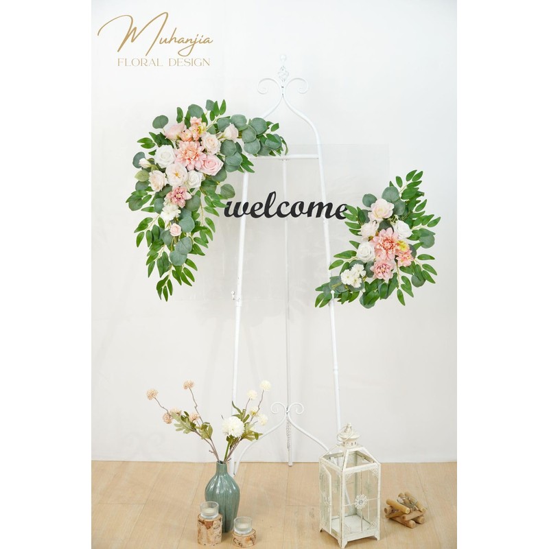 Muhanjia Wedding Sign Faux Flower Swag (Pack of 2) for