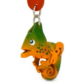 MONKIMAU Women's Leather Keyring Chameleon Figure, orange
